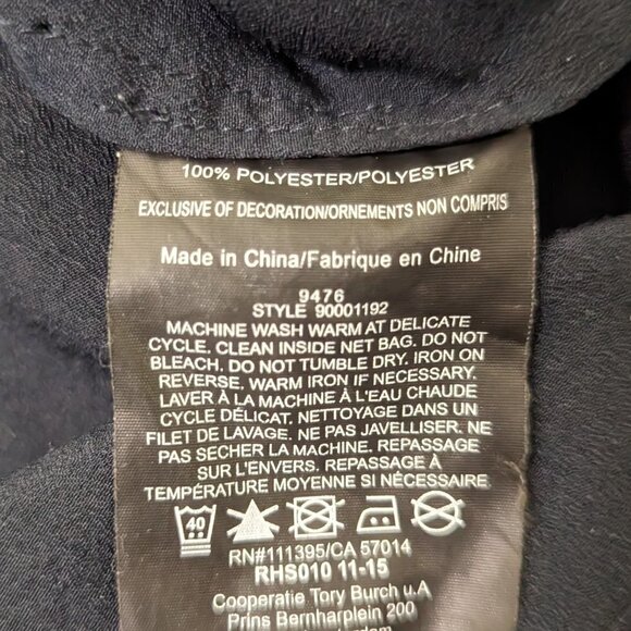 TORY Burch Tunic Top Embroidered Longsleeve Navy Blue 2 - Picture 7 of 8